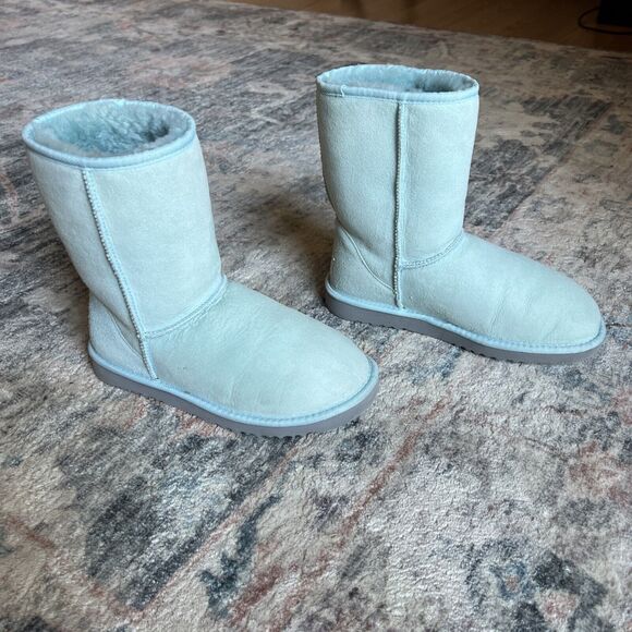 Womens UGG Boots Sz 7 Baby Blue Vintage Classic Short Suede Festival Rare - Picture 7 of 16